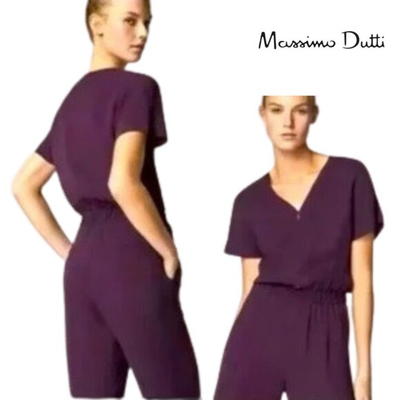 Massimo Dutti Plum Purple Zipper Front Jumpsuit Size US 2 - Picture 7 of 17